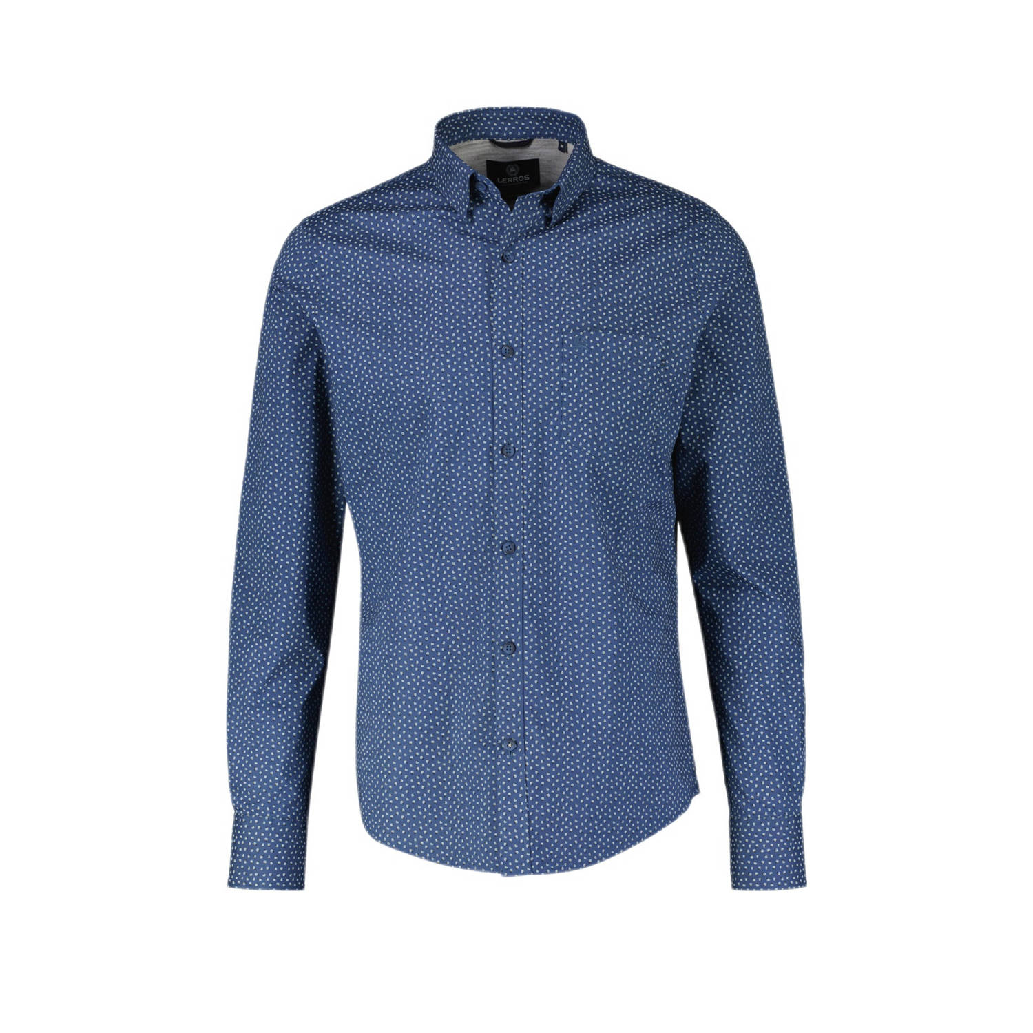LERROS regular fit overhemd met all over print storm blue