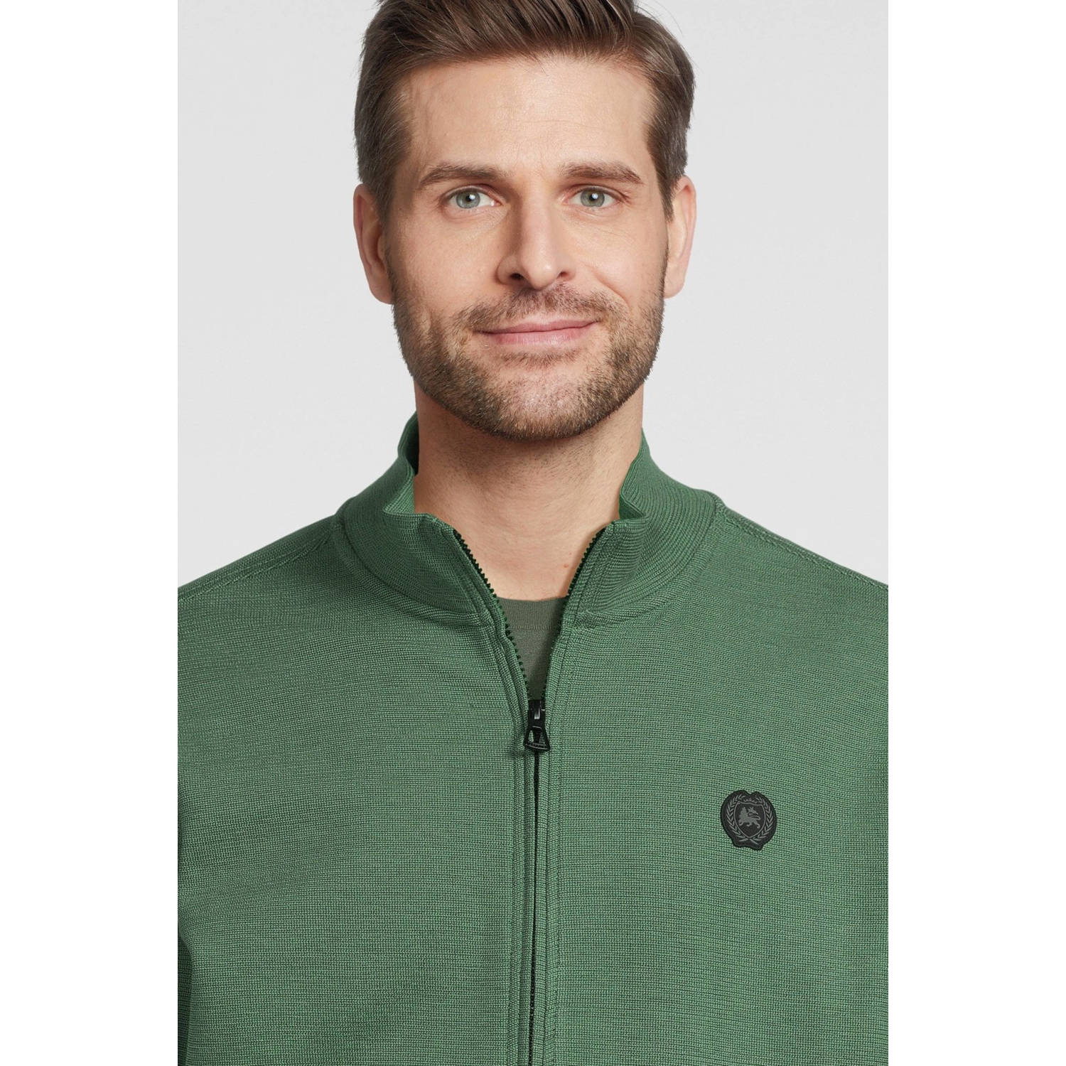 LERROS sweatvest met logo sage green