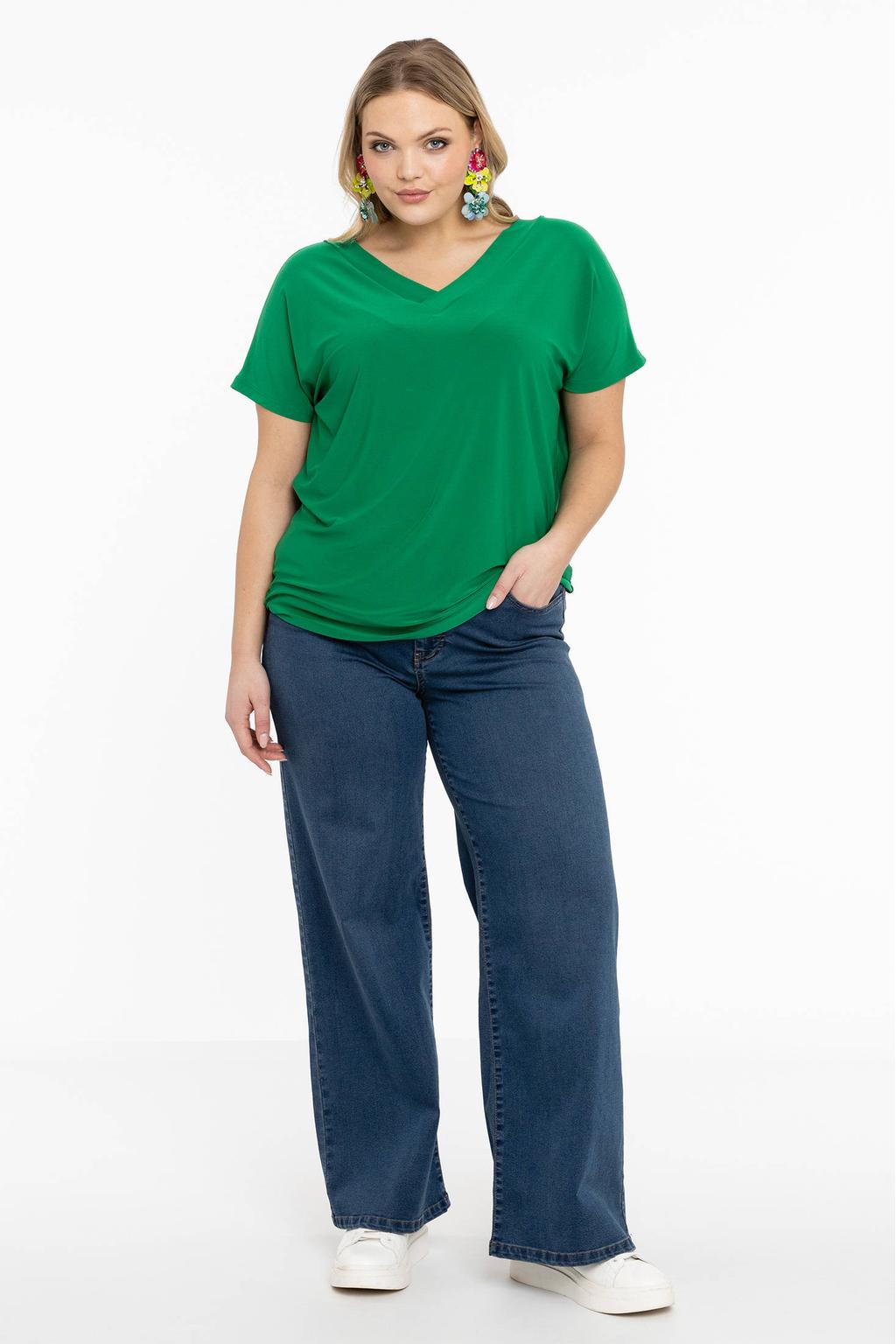YOEK T-shirt DOLCE van travelstof groen