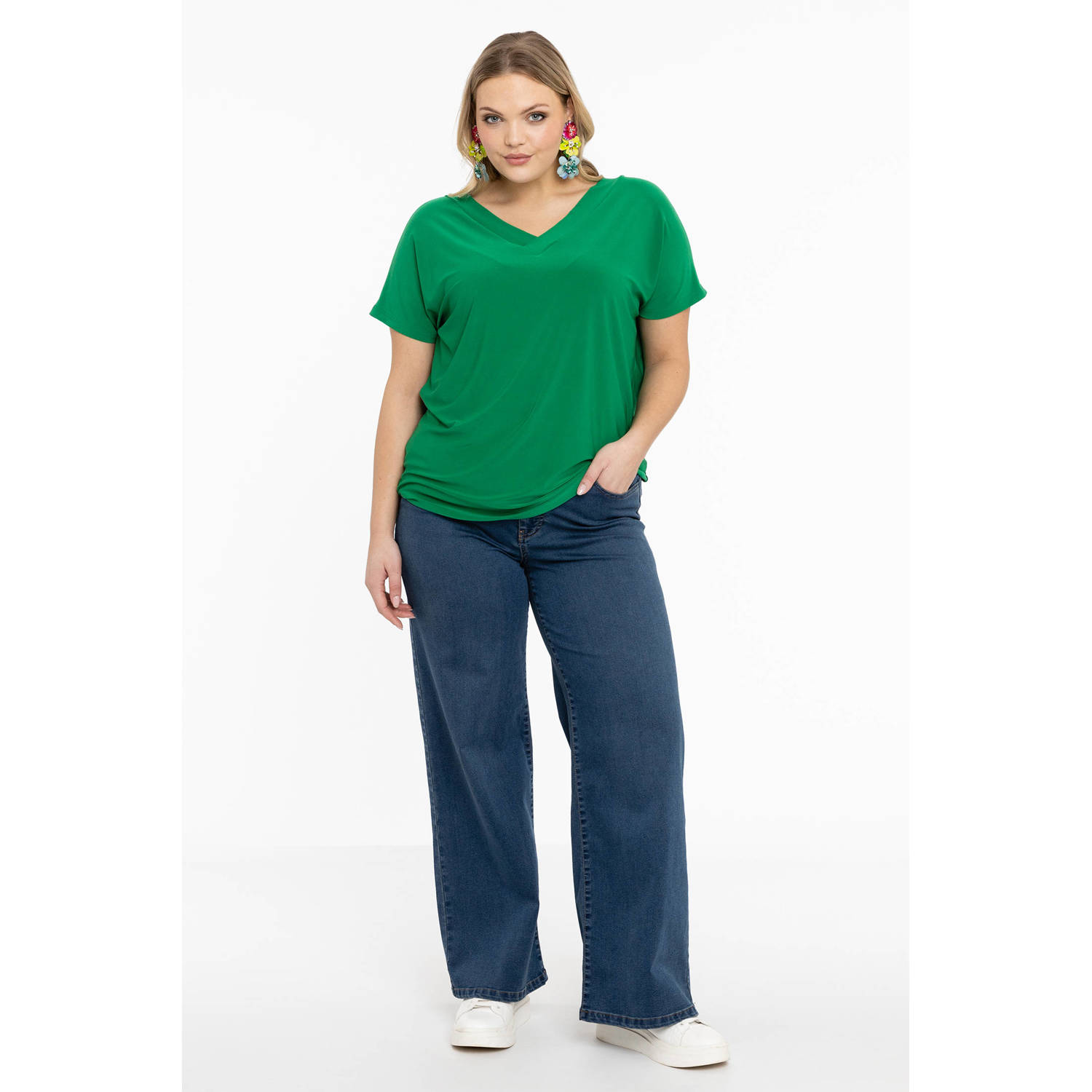 YOEK T-shirt DOLCE van travelstof groen