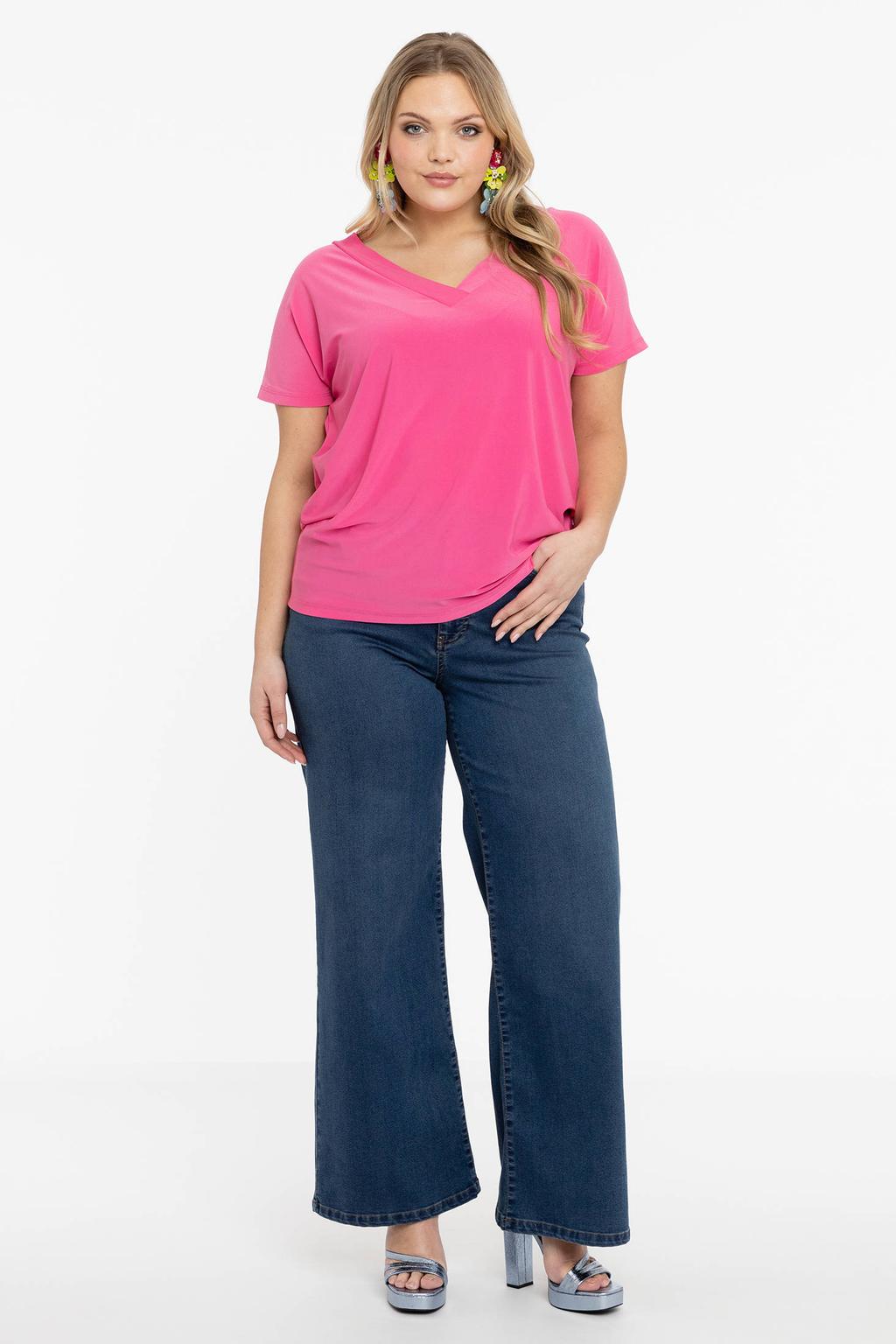 YOEK T-shirt DOLCE van travelstof roze