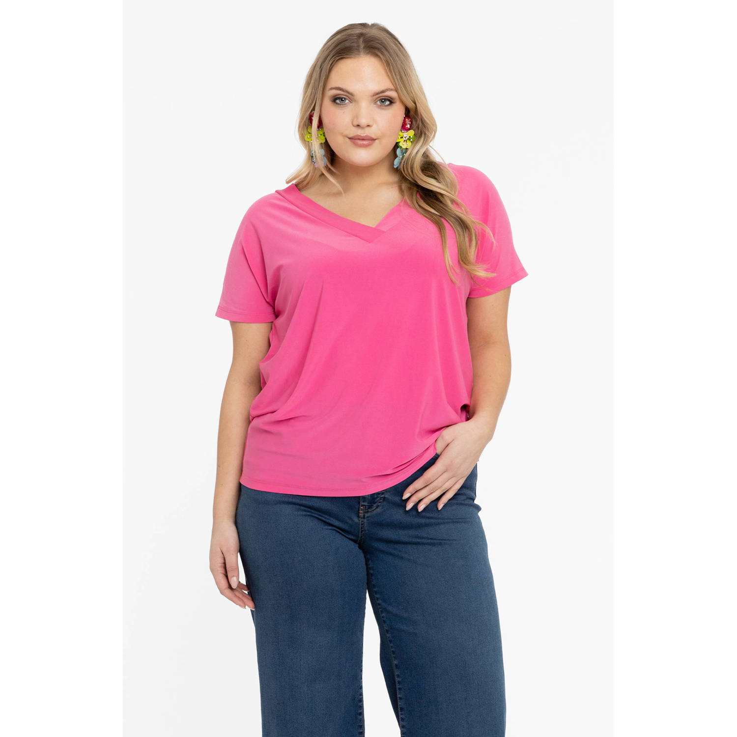 YOEK T-shirt DOLCE van travelstof roze