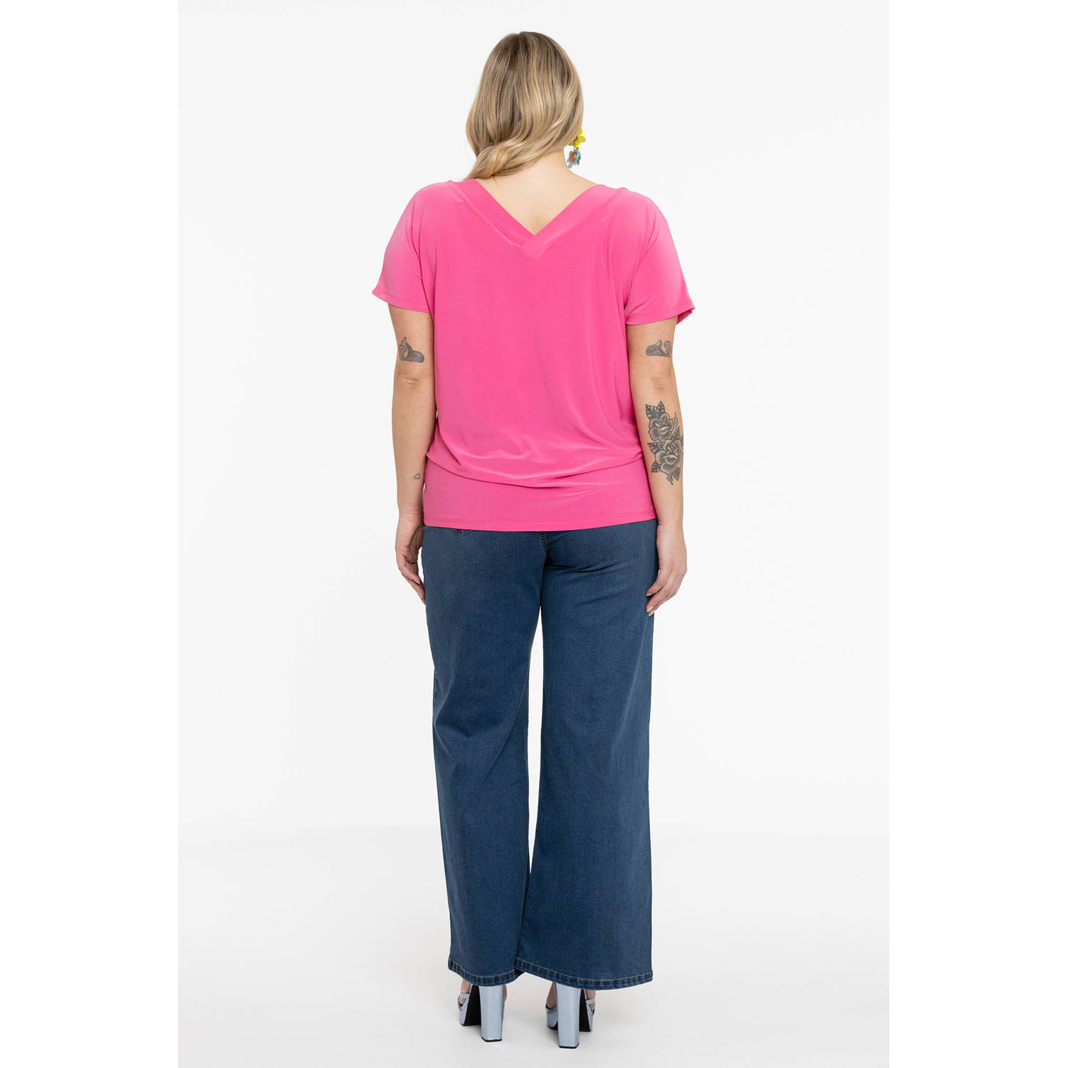 YOEK T-shirt DOLCE van travelstof roze