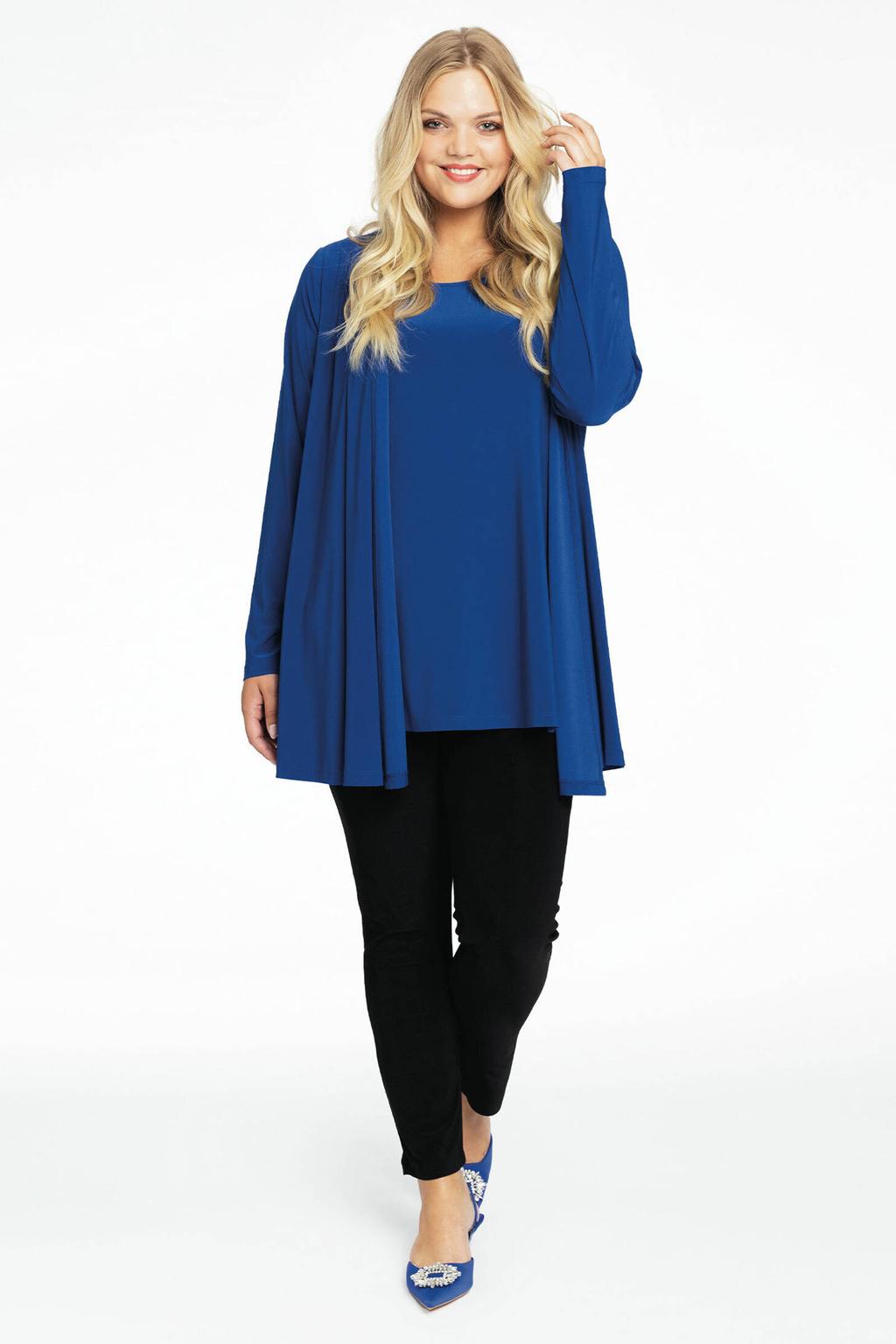 YOEK vest DOLCE van travelstof donkerblauw