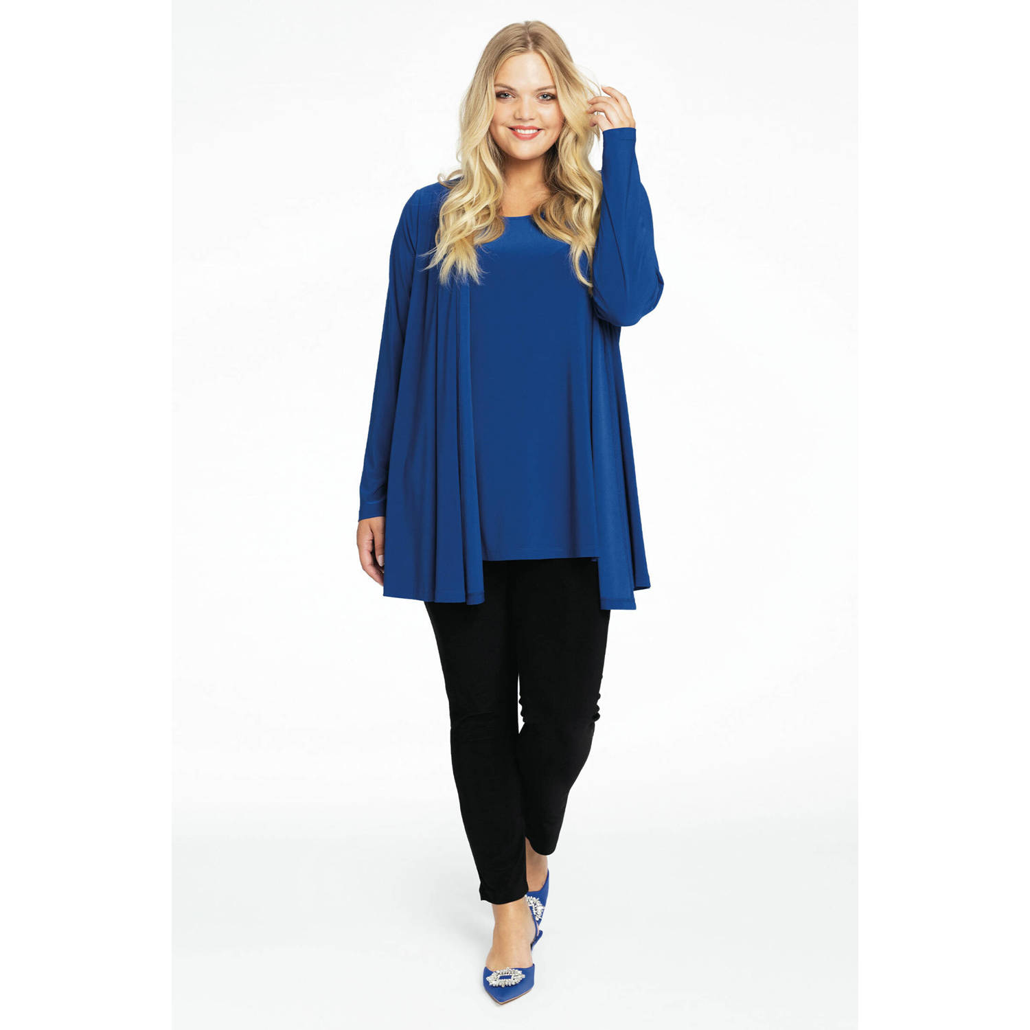 YOEK vest DOLCE van travelstof donkerblauw