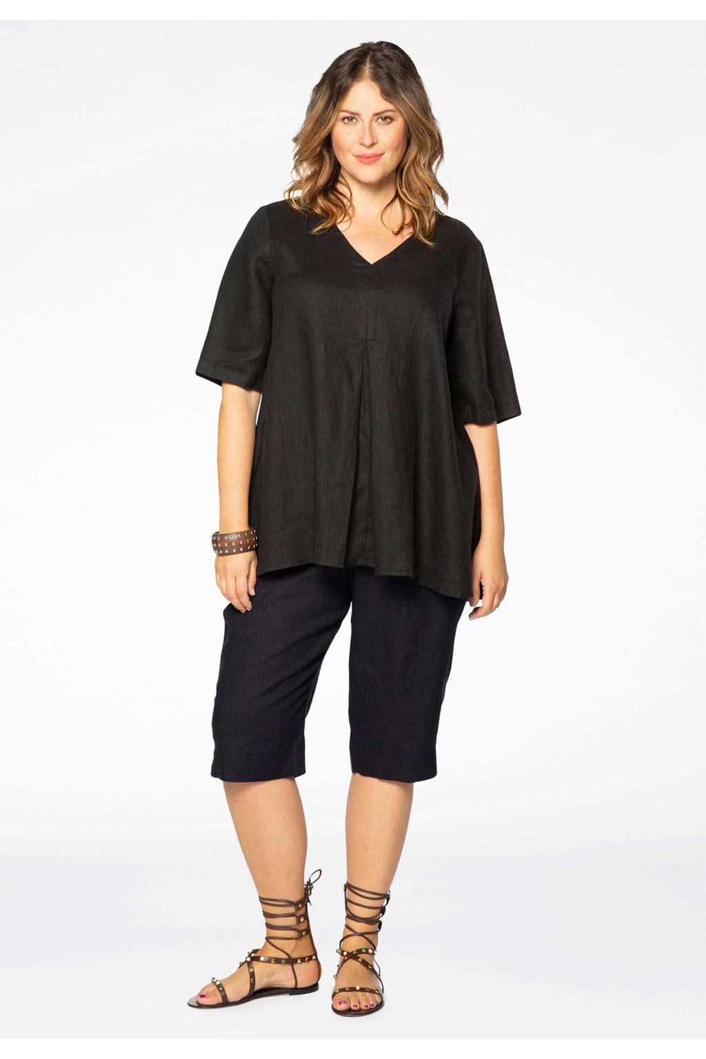 YOEK Plus Size top - marineblauw