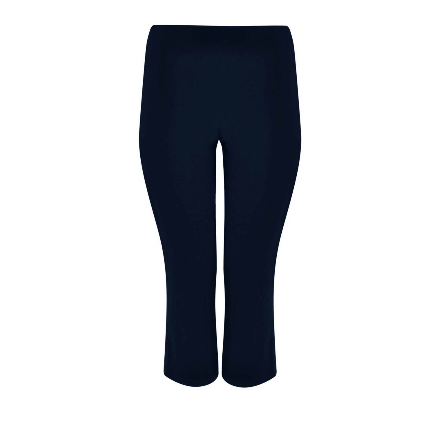 Yoek cropped high waist straight fit broek DOLCE van travelstof donkerblauw