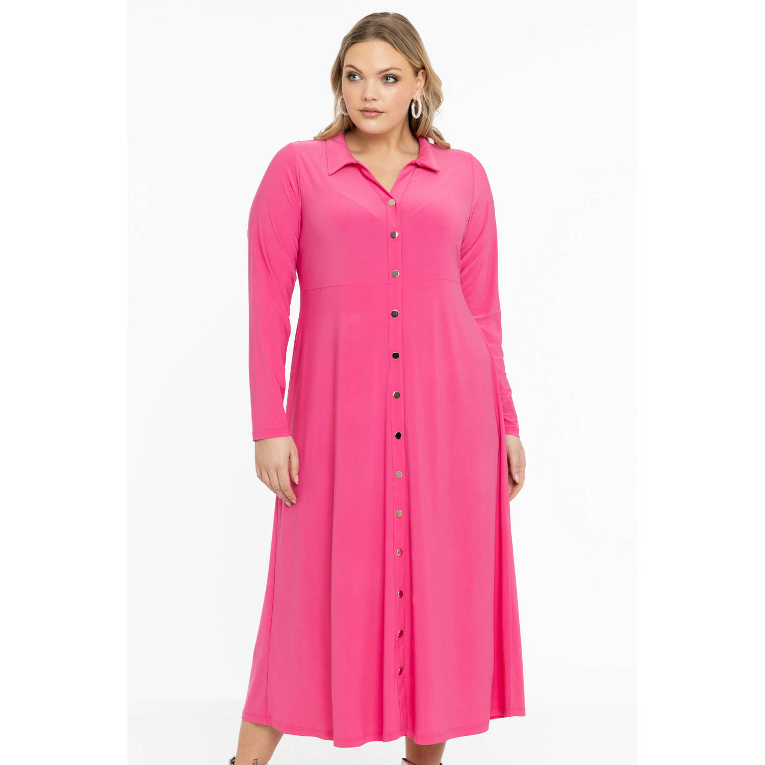 YOEK blousejurk DOLCE van travelstof roze