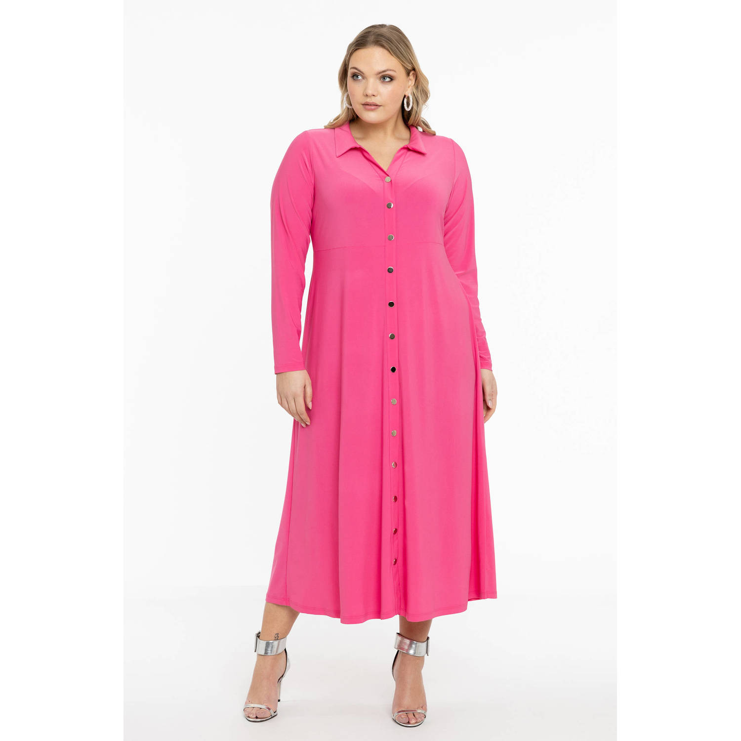 YOEK blousejurk DOLCE van travelstof roze