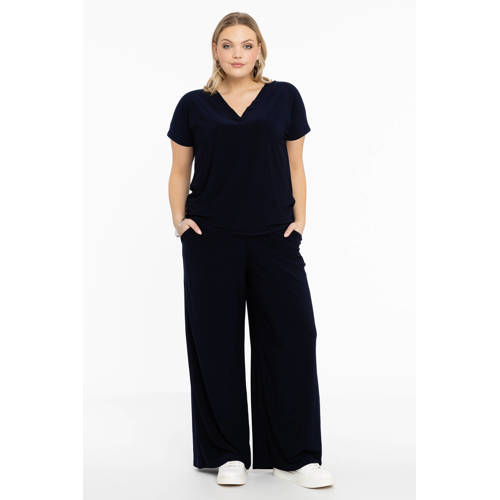YOEK high waist wide leg broek DOLCE van travelstof blauw afbeelding