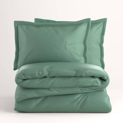 NOUS Living katoen satijnen dekbedovertrek 2 persoons (200x220 cm) - Groen