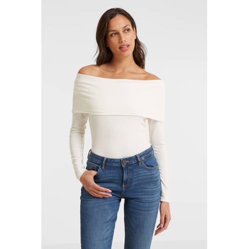 anytime off shoulder top wit afbeelding