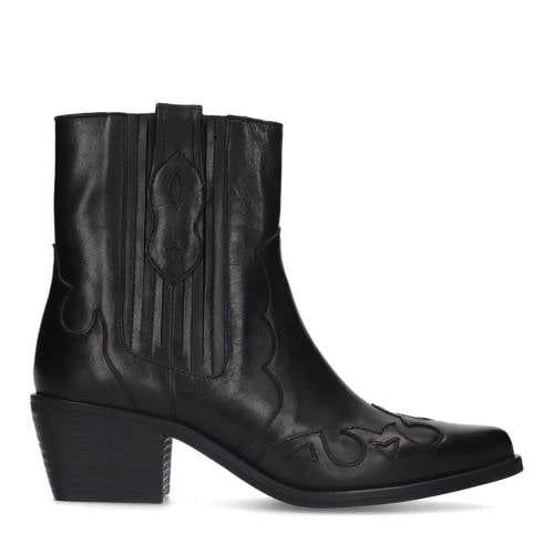 Manfield leren cowboy laarzen zwart afbeelding