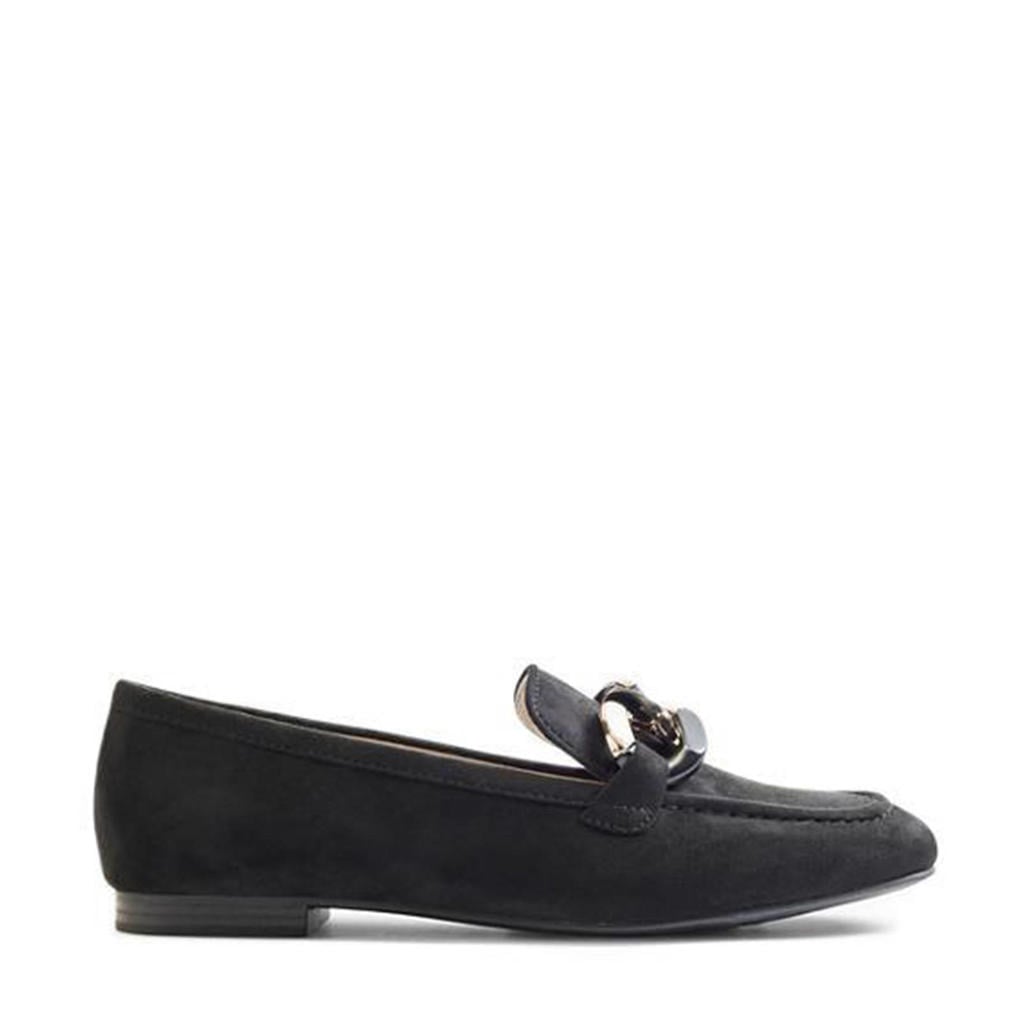 Zwarte dames Graceland loafers van textiel/imitatie leer/rubber