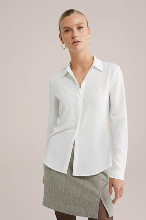 blouse van polyester roomwit