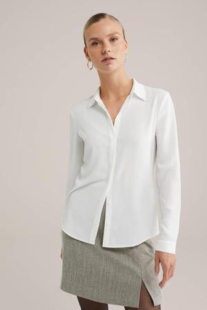 blouse van polyester roomwit
