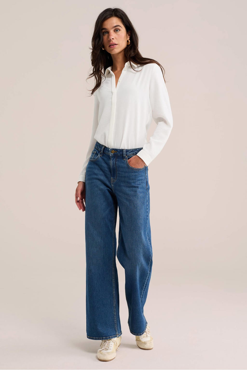 WE Fashion blouse van polyester roomwit