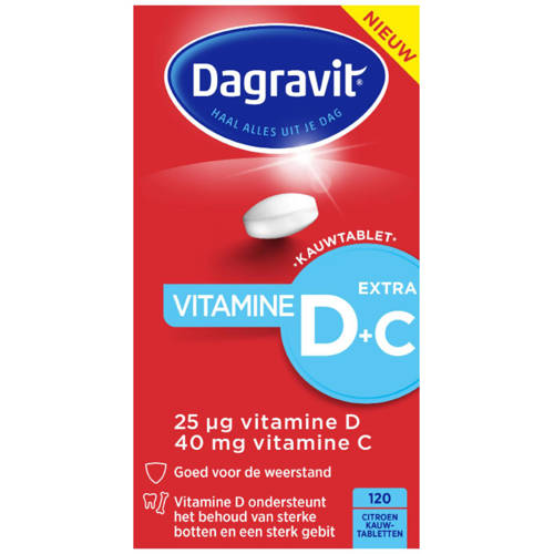 Dagravit Vitamine D3 25 μg hoog gedoseerd + Vitamine C - 120 kauwtabletten