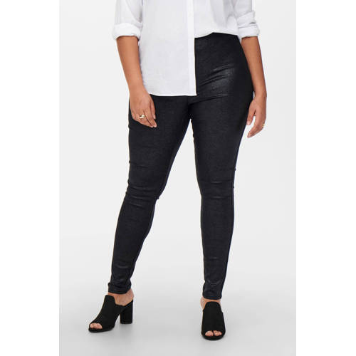 ONLY CARMAKOMA coated high waist skinny broek CARKARLY zwart afbeelding
