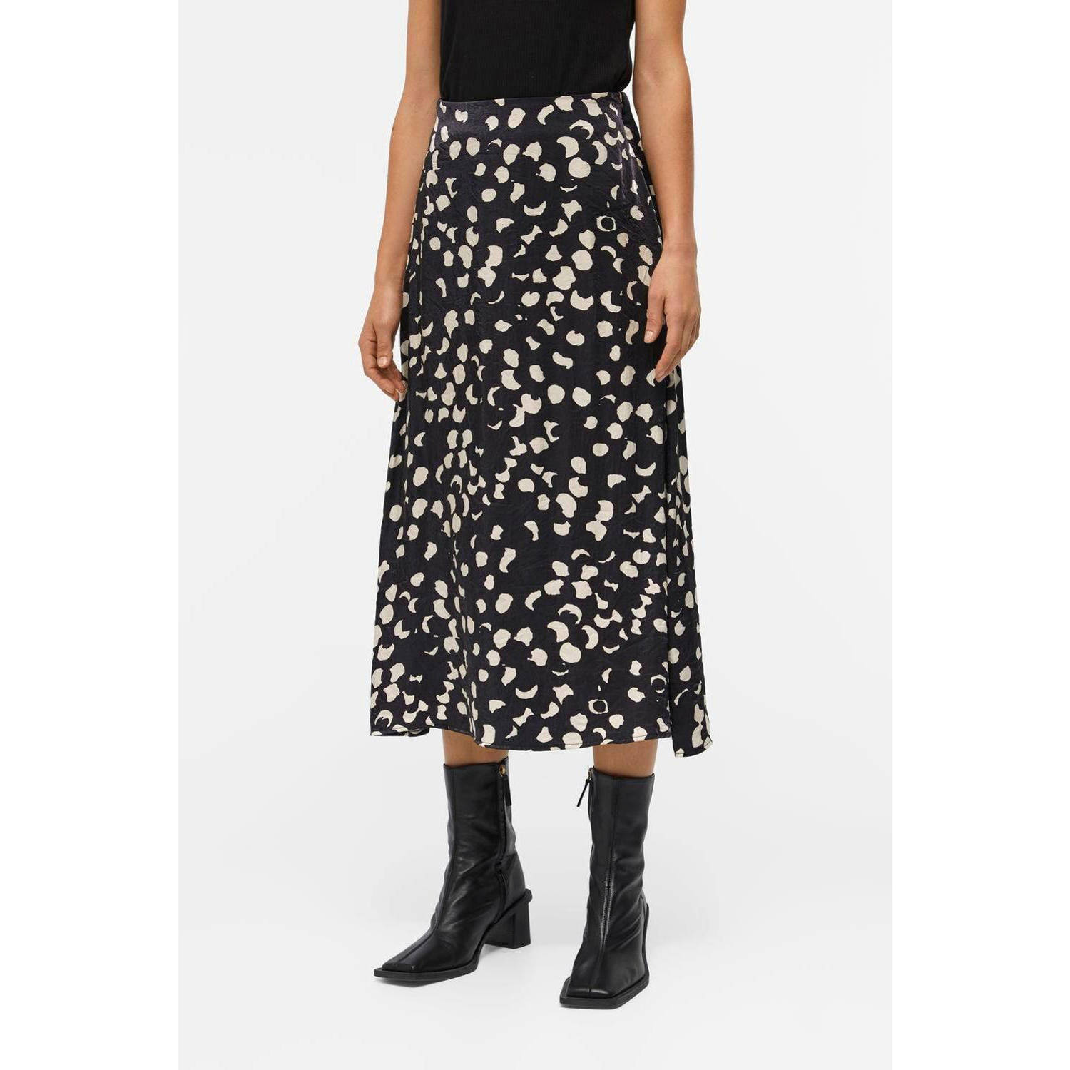 OBJECT midi rok OBJOMIKA met all over print zwart ecru