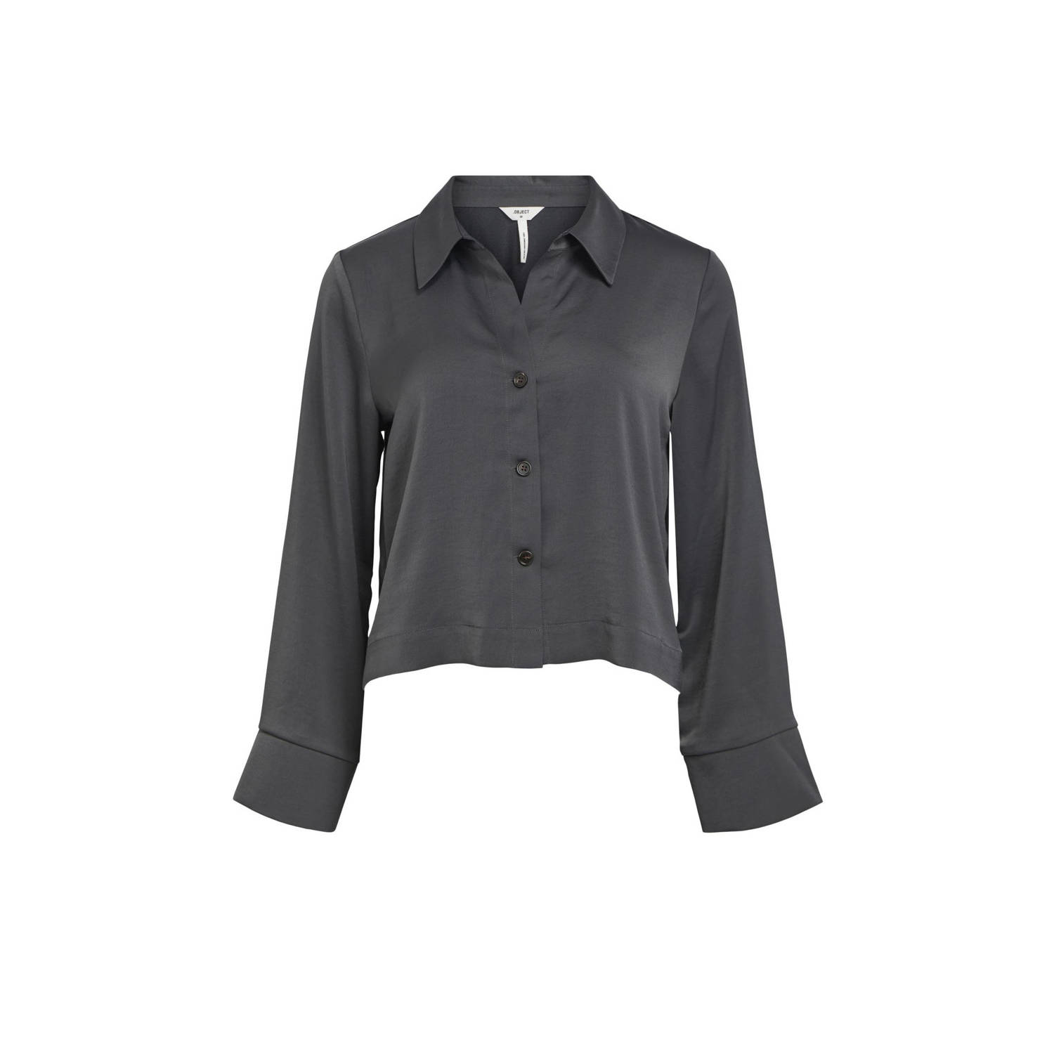 OBJECT blouse OBJHELLA van gerecycled polyester grijs