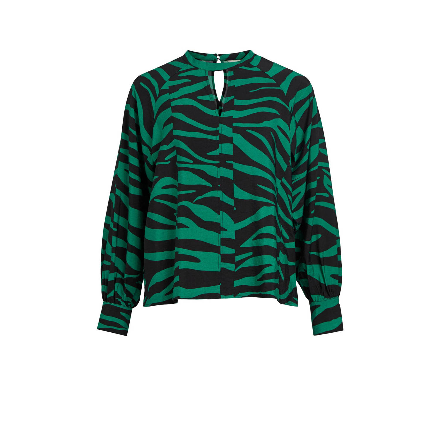 OBJECT top OBJCIRA met zebraprint en open detail groen zwart