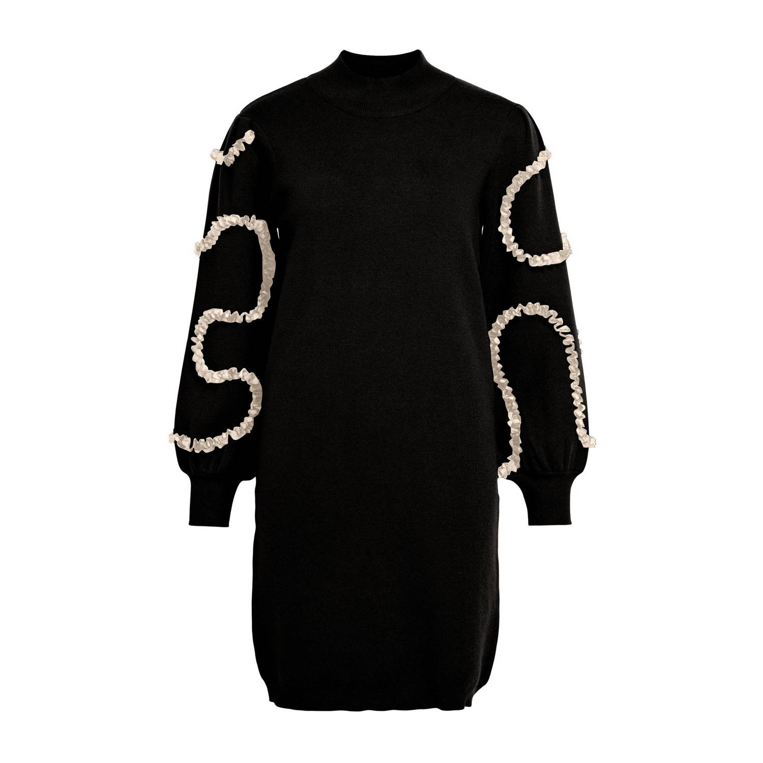 OBJECT gebreide jurk OBJDIDI met 3D applicatie zwart