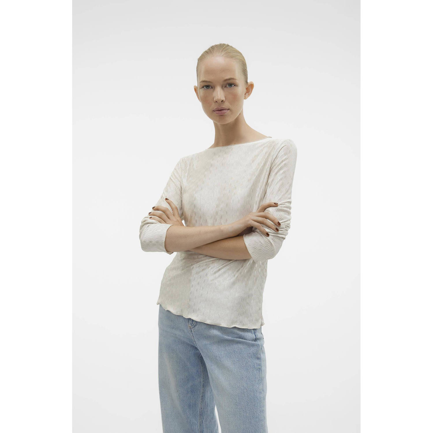 VERO MODA top VMROXA met textuur offwhite