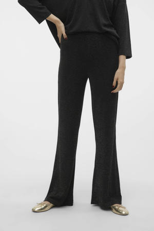high waist flared broek VMKANVA zwart/zilver