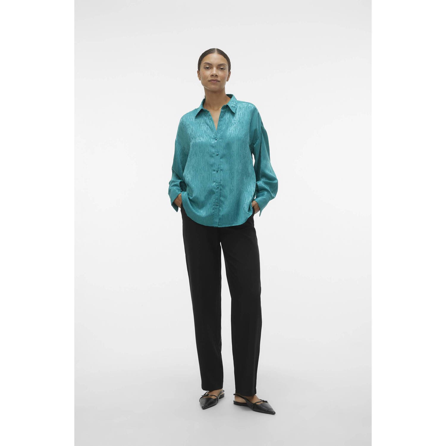 VERO MODA blouse VMSINA van gerecycled polyester groen