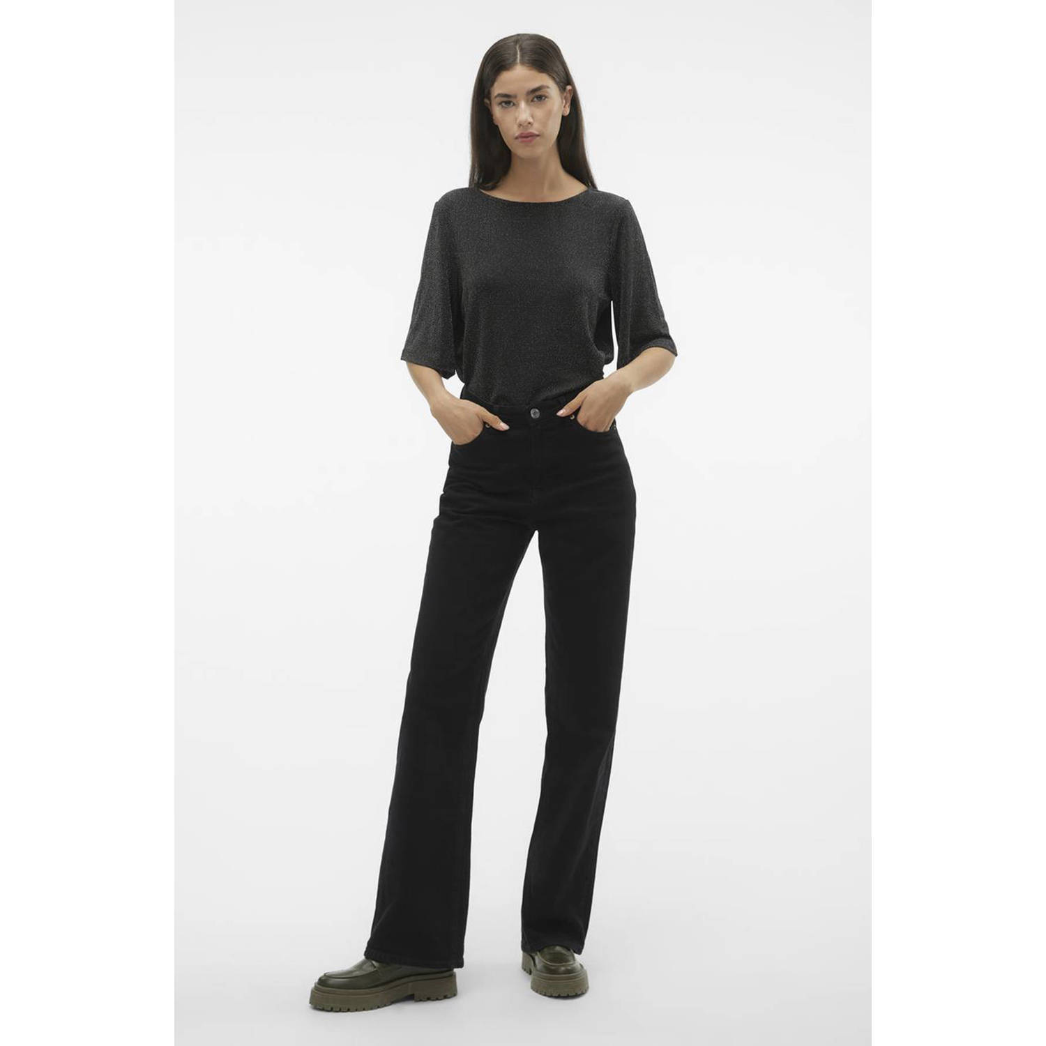 VERO MODA top VMKANVA zwart zilver
