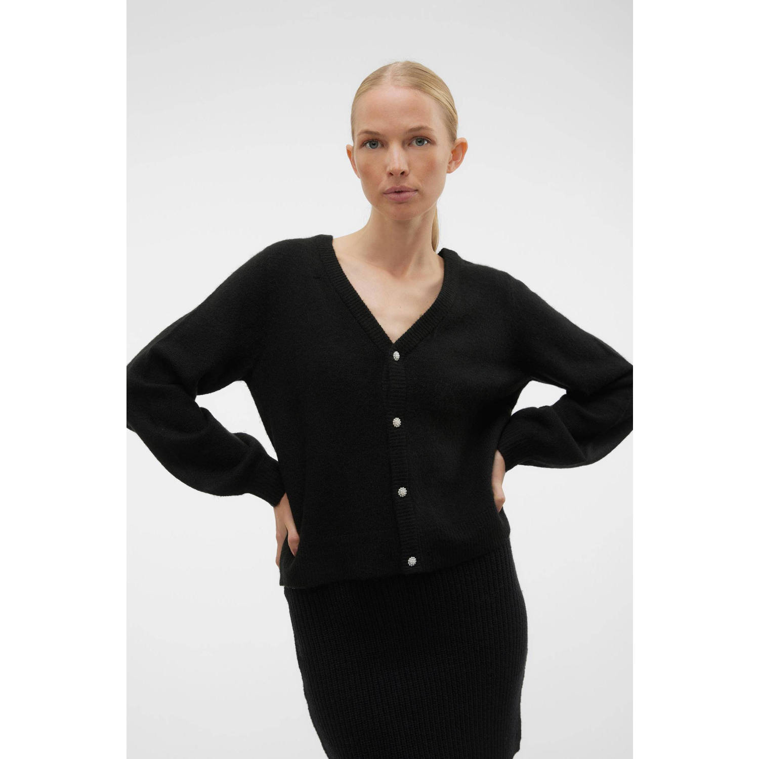 Vero moda Ebru Long Sleeve V-back Button Pullover