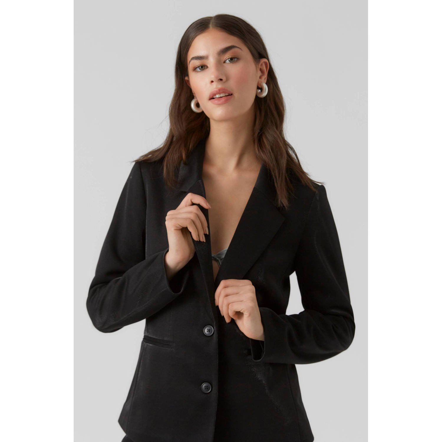 Vero Moda Slimme Glanzende Blazer in Zwart Black Dames