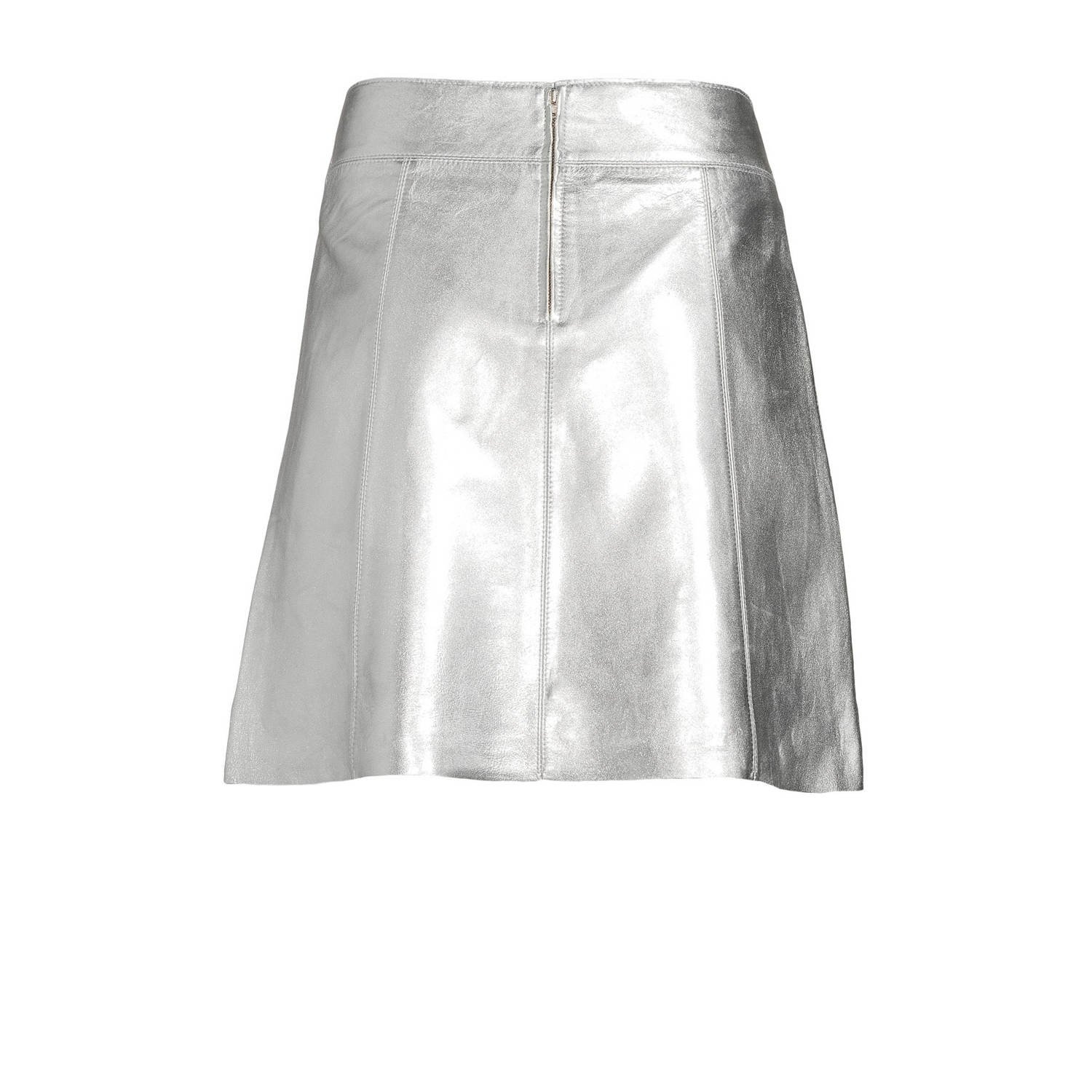 SELECTED FEMME metallic leren rok zilver