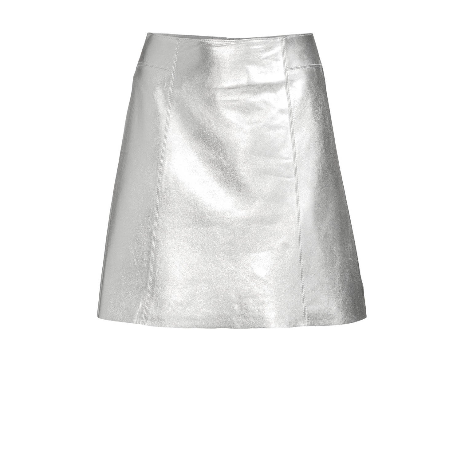 SELECTED FEMME metallic leren rok zilver