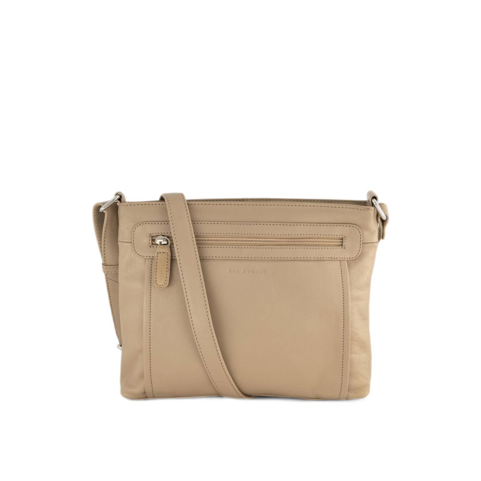 5th Avenue leren crossbody tas beige wehkamp