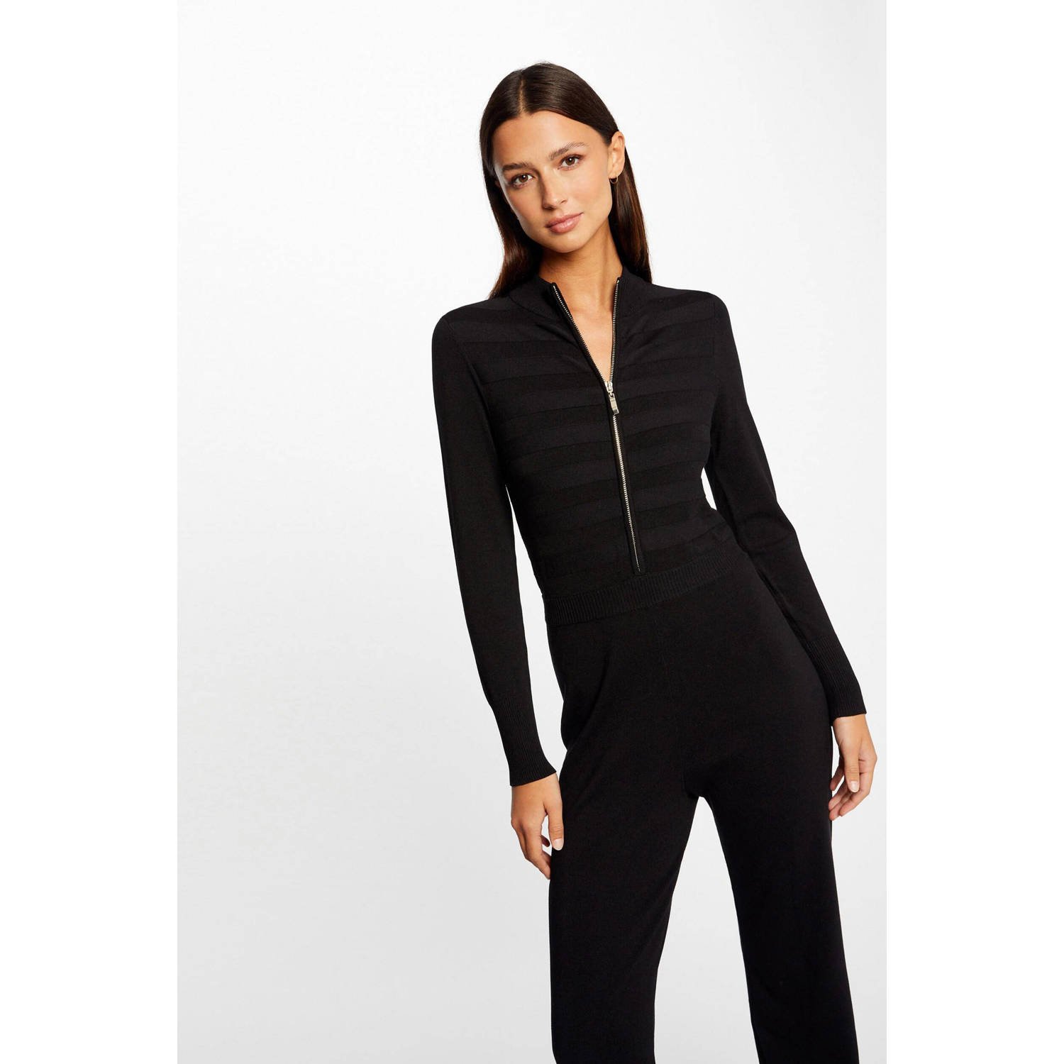 Morgan gestreepte jumpsuit zwart