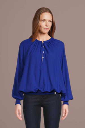 blousetop Lima met plooien blauw