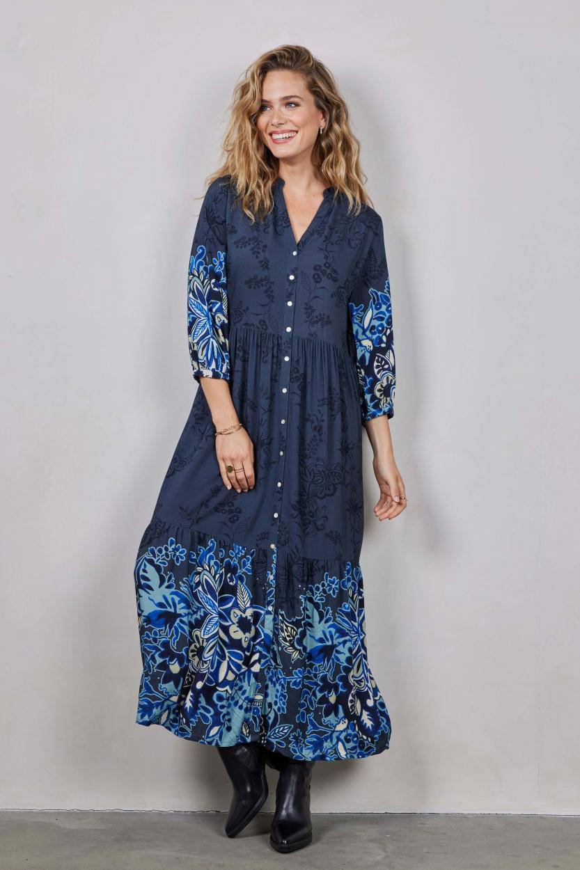 Donkerblauwe maxi online jurk