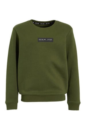 sweater HARVEY met tekst armygroen