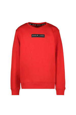 sweater HARVEY met tekst rood/zwart