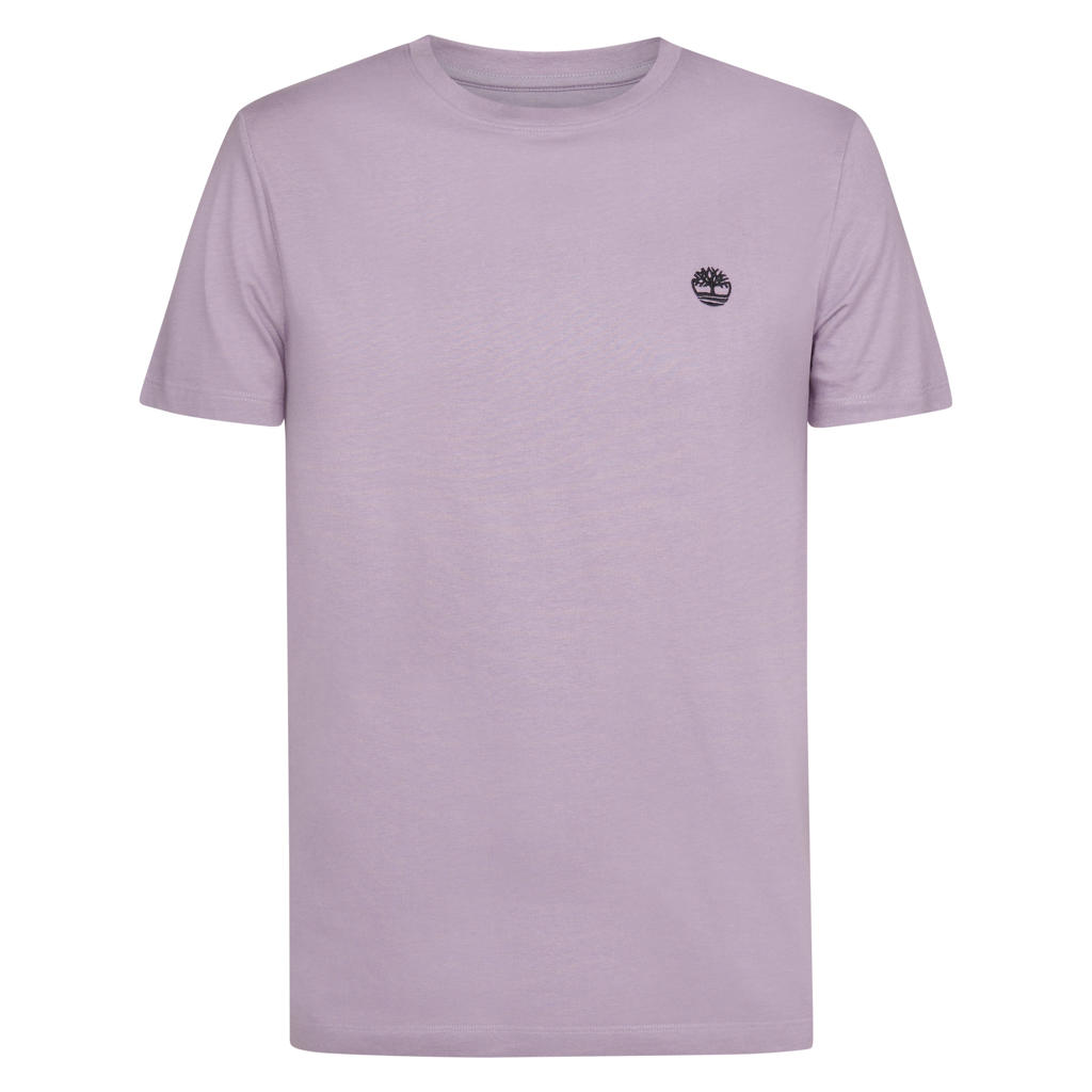 Paarse heren Timberland regular fit T-shirt van katoen met logo dessin, korte mouwen en ronde hals