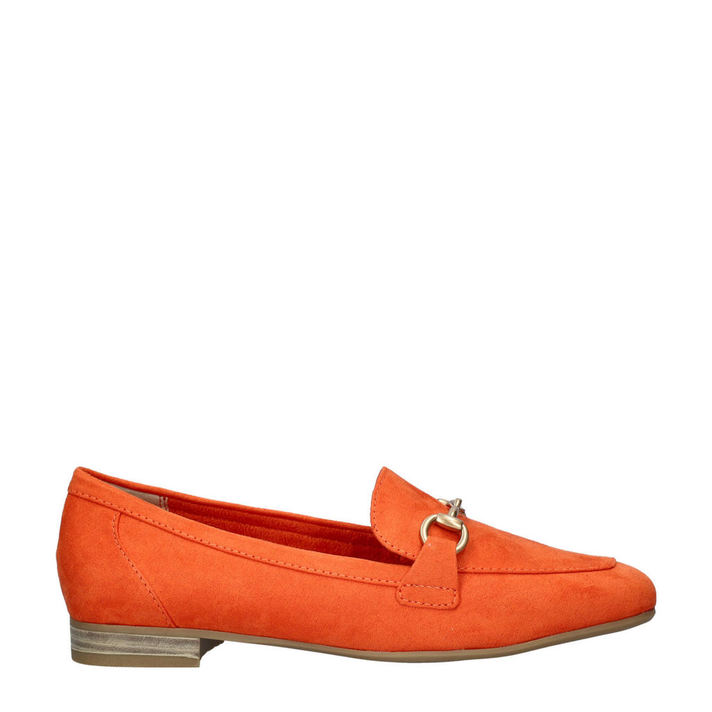Oranje dames Marco Tozzi suède loafers