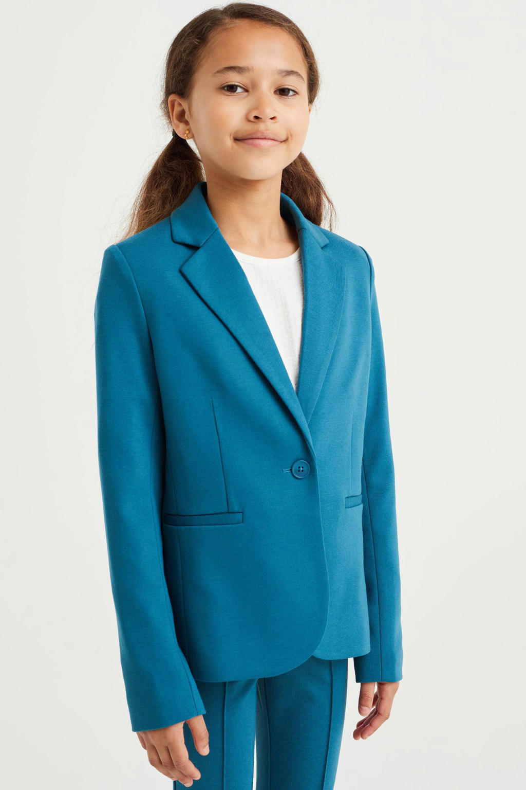 Padded Pattern Blazer in Petrol and Tea
