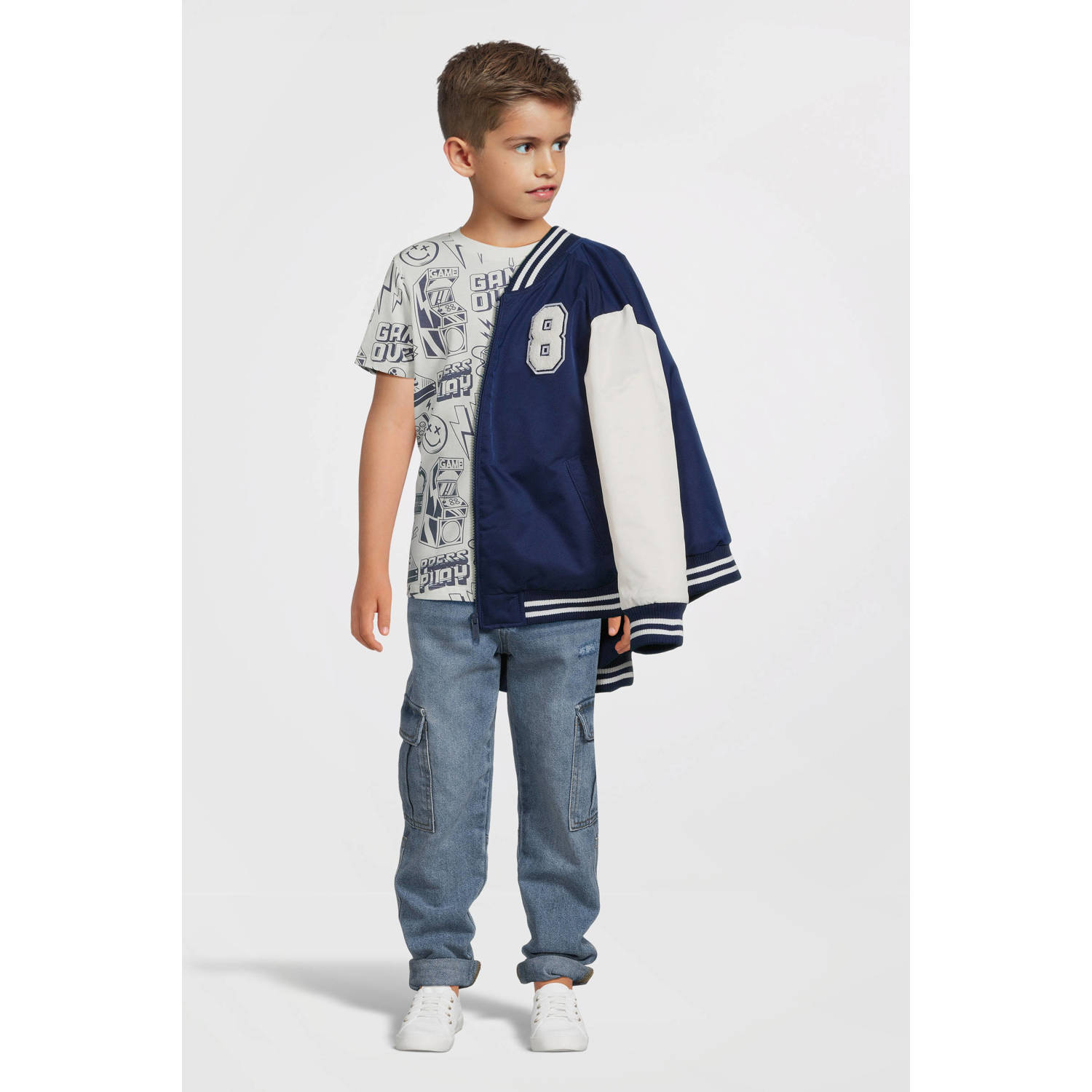 Me & My Monkey baseball jacket Paul navy Jas Blauw Jongens Polyester Ronde hals 116