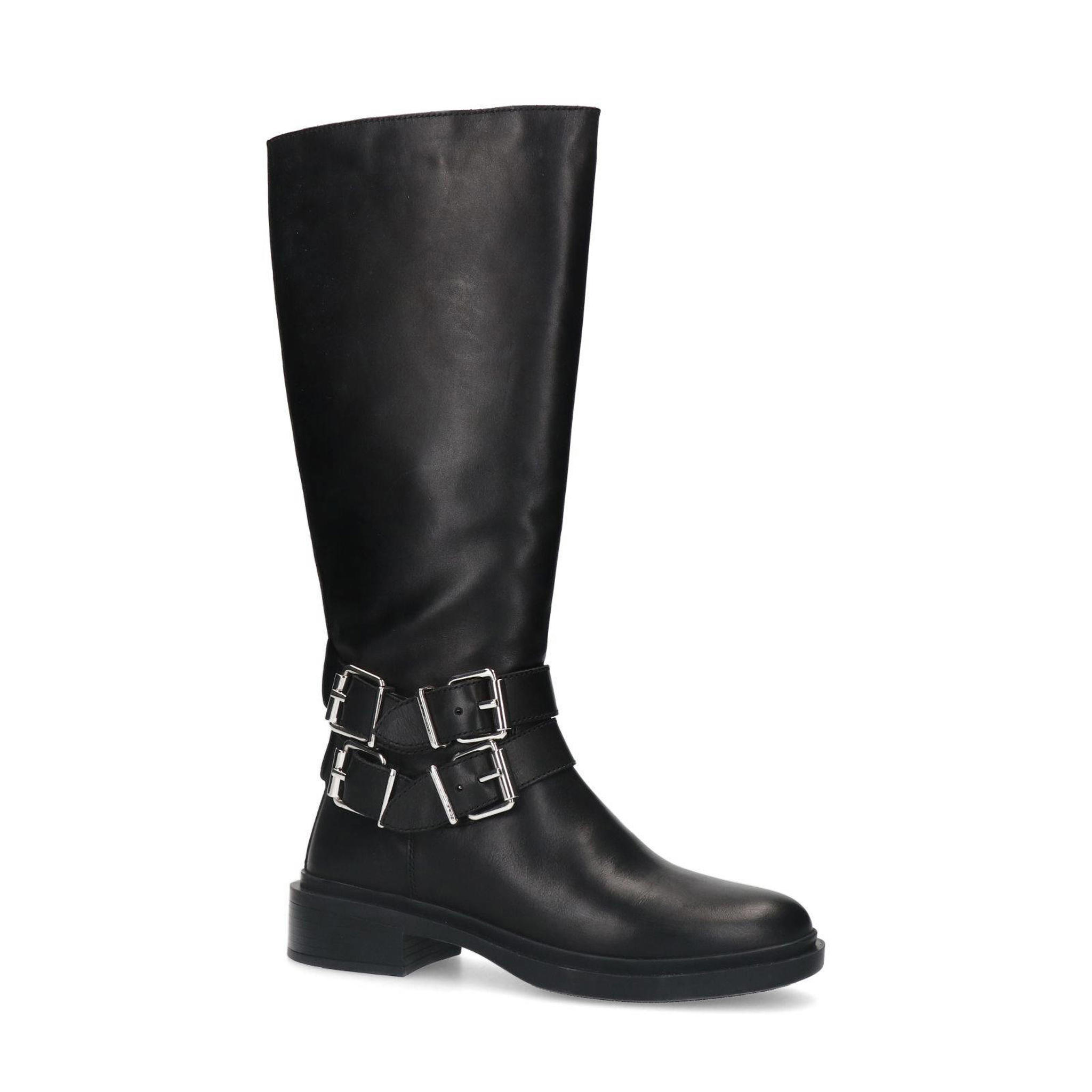 Hoge Zwarte Gothic Herenlaarzen Met Gespen main image 1