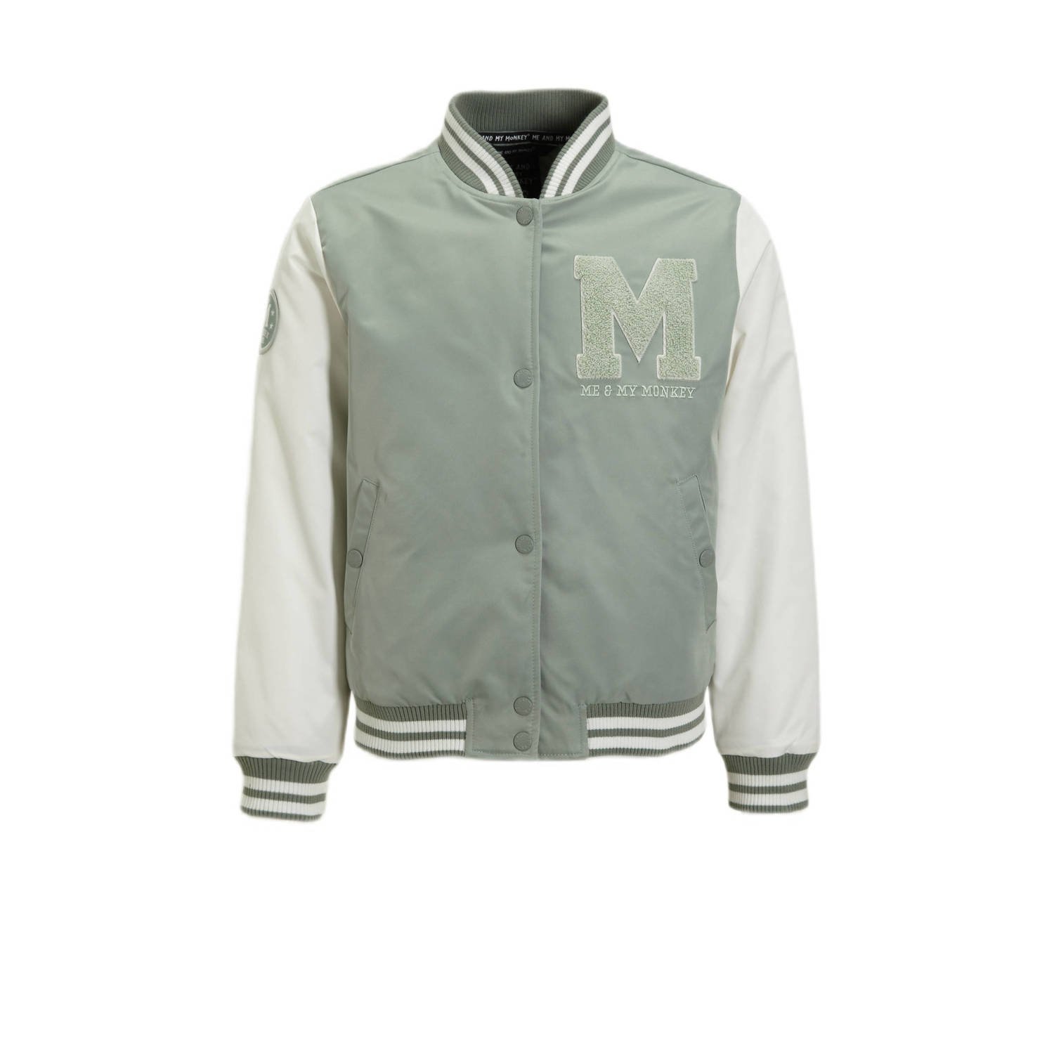 Me & My Monkey baseball jacket Parel met logo lichtgroen Jas Meisjes Polyester Ronde hals 104