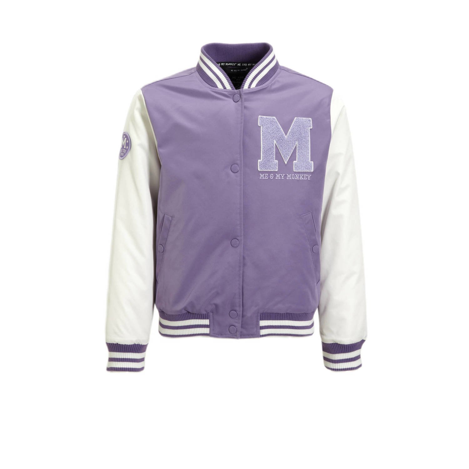 Me & My Monkey baseball jacket Parel met logo paars Jas Meisjes Polyester Ronde hals 116