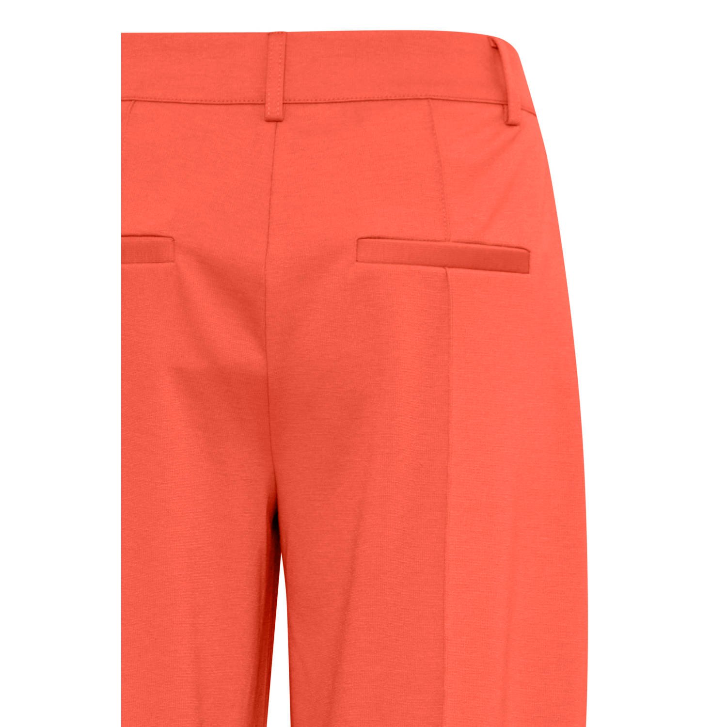 ICHI wide leg pantalon IHKATE van polyester koraalrood