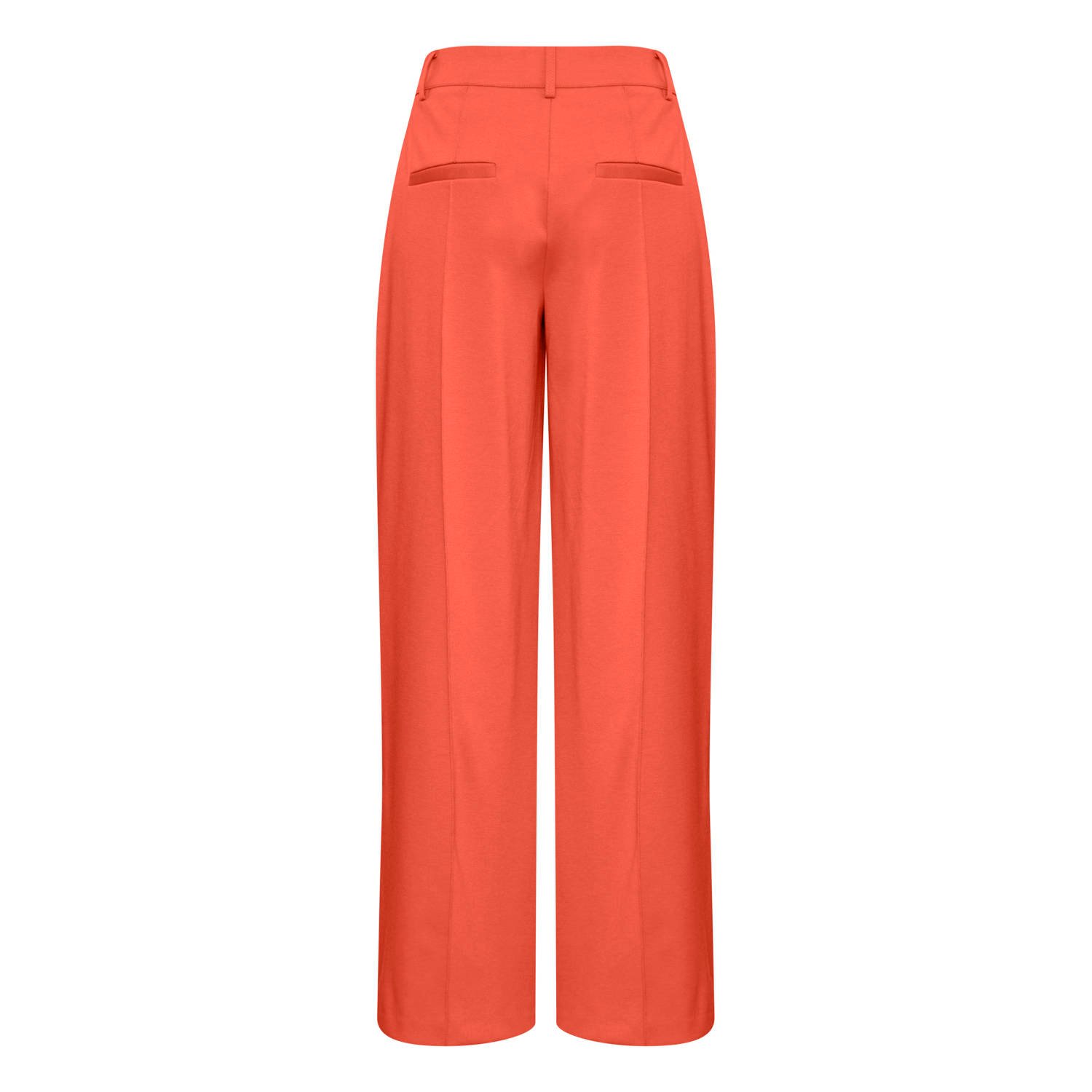 ICHI wide leg pantalon IHKATE van polyester koraalrood